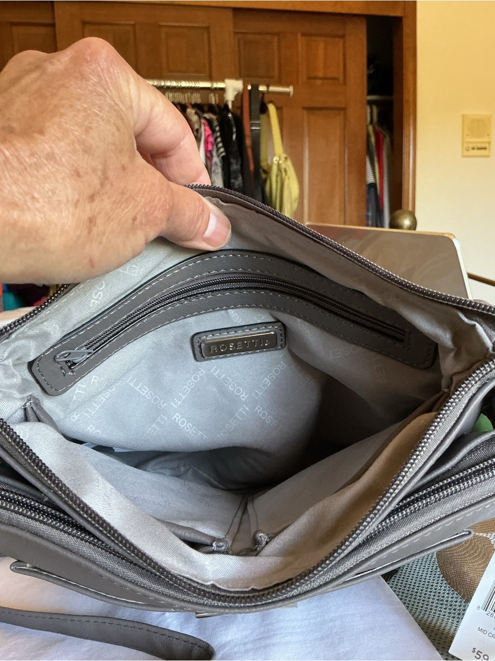 Rosetti Gray Crossbody with Silver Hardware - Picture 7 of 11